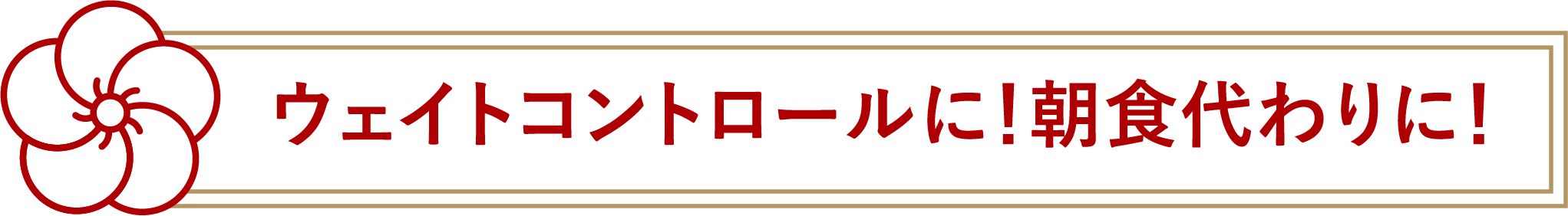 ウェイトコントロールに！朝食代わりに！